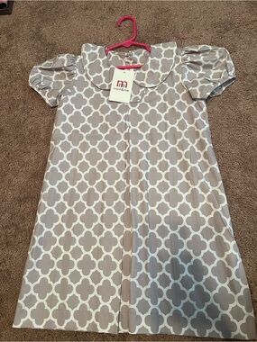 Mom & Me Girls' Grey Trellis Nightgown with Peter Pan Collar